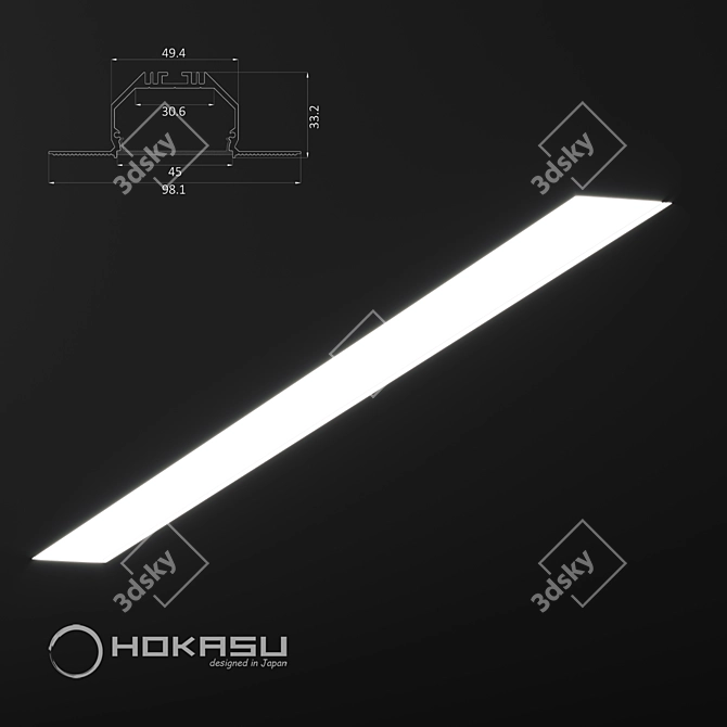 Sleek Edgeless Linear Luminaire - HOKASU 49/32 3D model image 4