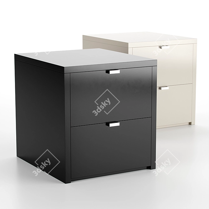 Modern Black & Ivory Nightstands 3D model image 1