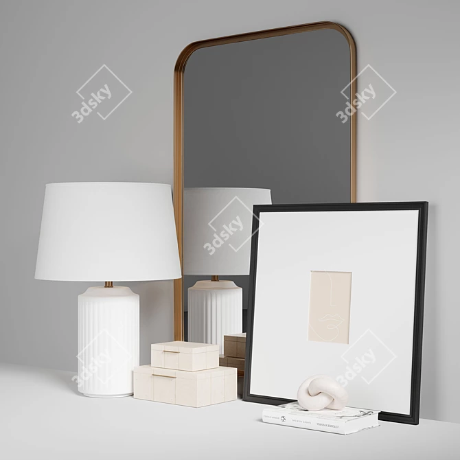 Elegant Black Entryway Console Table 3D model image 6