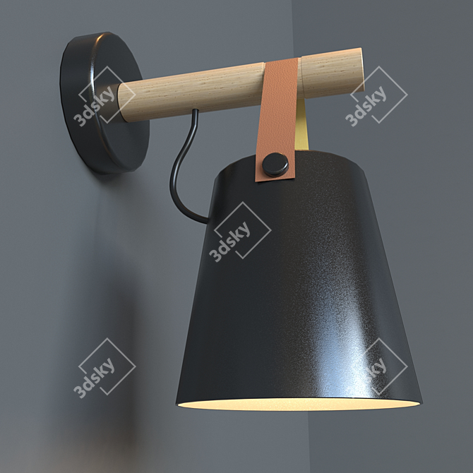 Elegant Wooden Wall Light - 4K Texture 3D model image 3