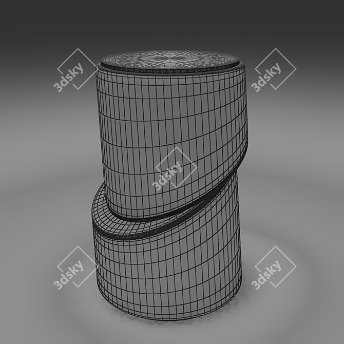 Elegant Oak & Marble Side Table 3D model image 3