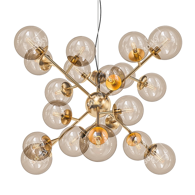 Elegant Golden Pendant Light 3D model image 1