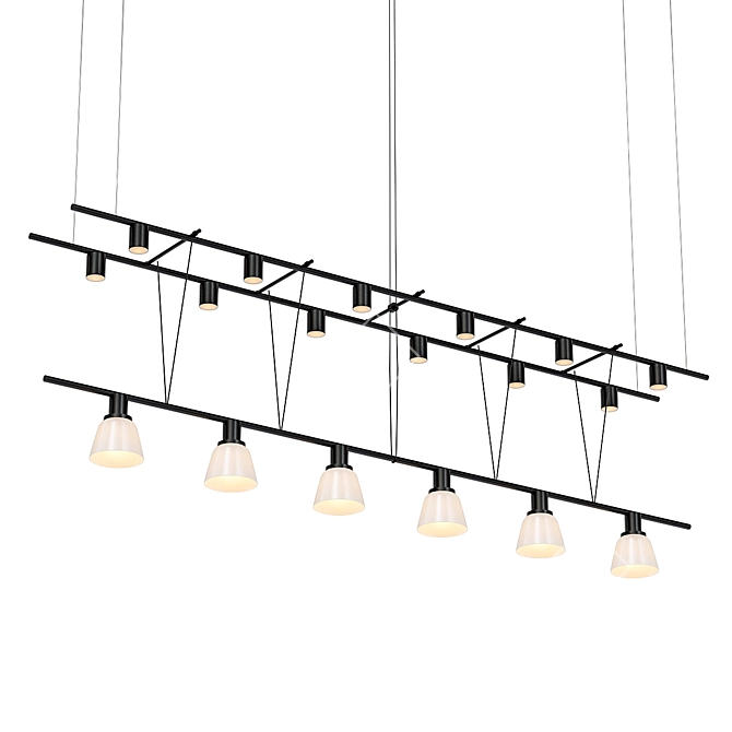 Triangle Truss Pendant with Cylinder Lights 3D model image 1