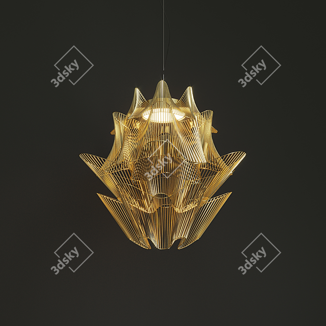 Golden Moire Pendant Lamp 3D model image 1