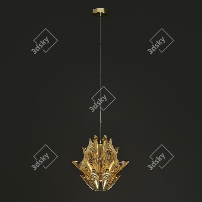 Golden Moire Pendant Lamp 3D model image 2