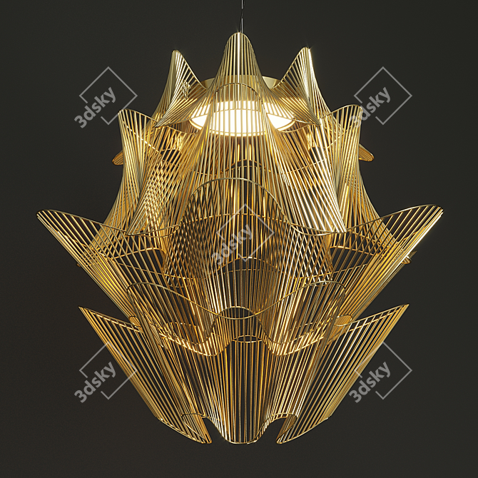 Golden Moire Pendant Lamp 3D model image 4