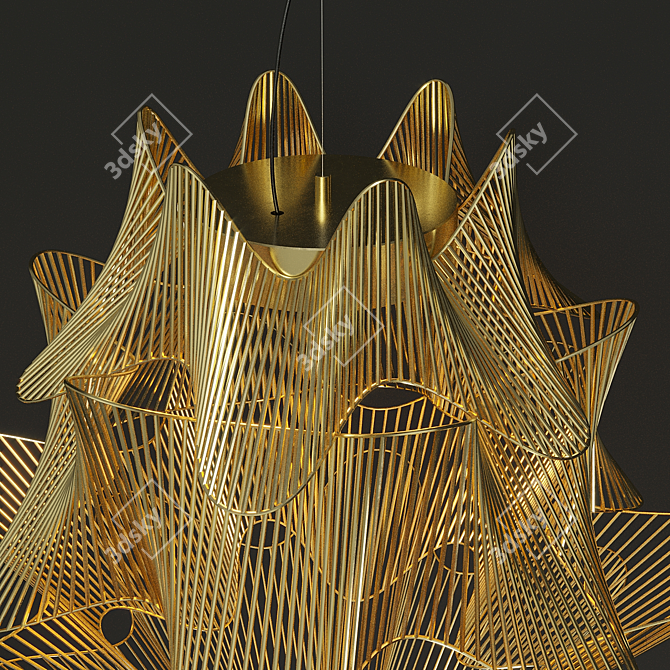 Golden Moire Pendant Lamp 3D model image 5