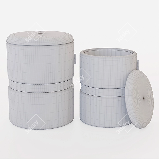 Fashionable Ottomans: My Interno Set of 2 in New-York Blue 3D model image 3