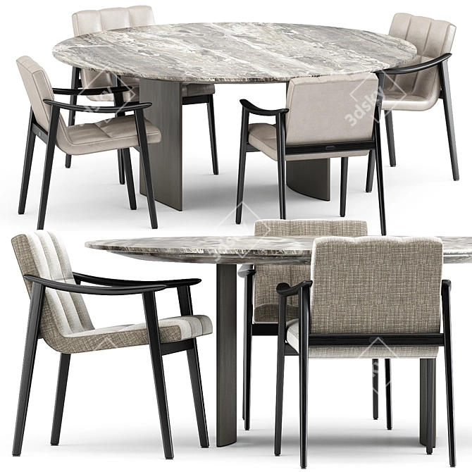 Sleek and Stylish: FYNN Chair & LINHA Dining Table 3D model image 1