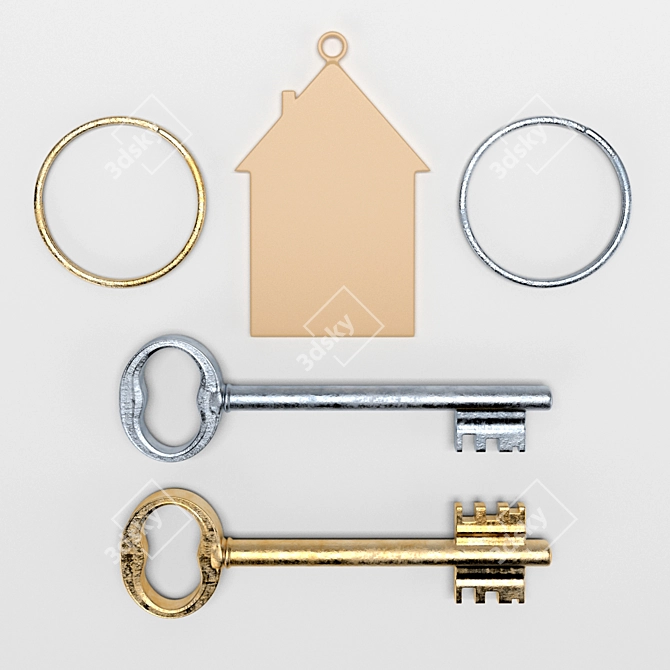  Rustic Key Lock 3D Model 3D model image 1