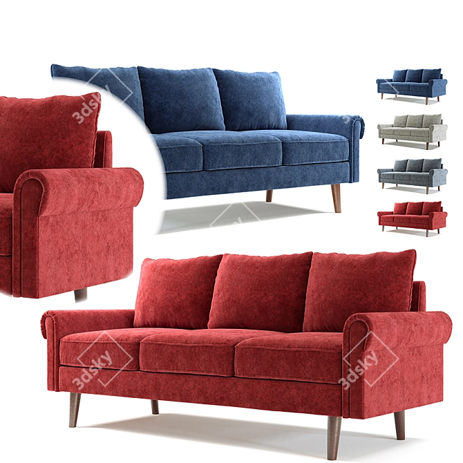 Sleek Elva Sofa: Flared Arm, High Quality 3D model image 1