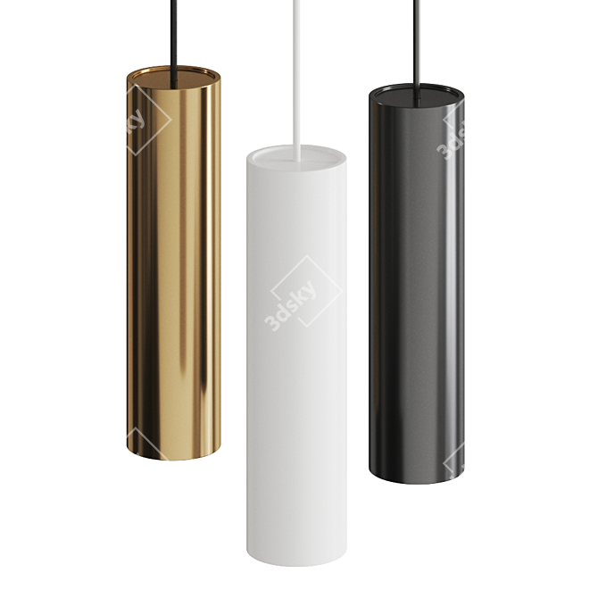 Sleek LED Pendant Straight 3D model image 2