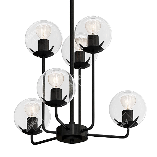 Elegant Pendant Lamp with 6 Bulbs 3D model image 1