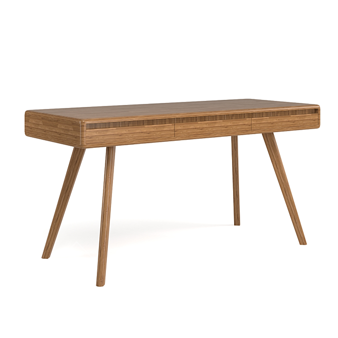 Sleek Bamboo Writing Desk 3D model image 2