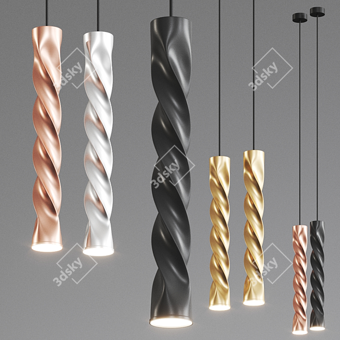 Marley Steel Pendant Lamp: Terzo Light 3D model image 1