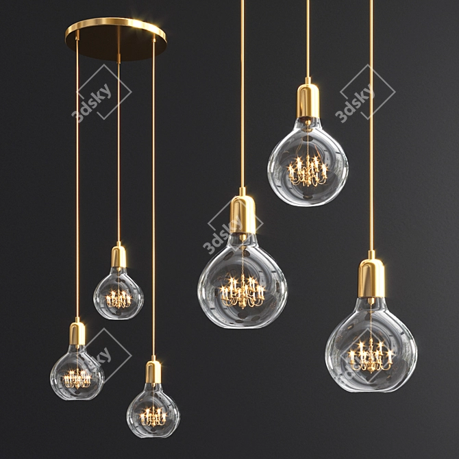 Royal Edison Trio Pendant 3D model image 2