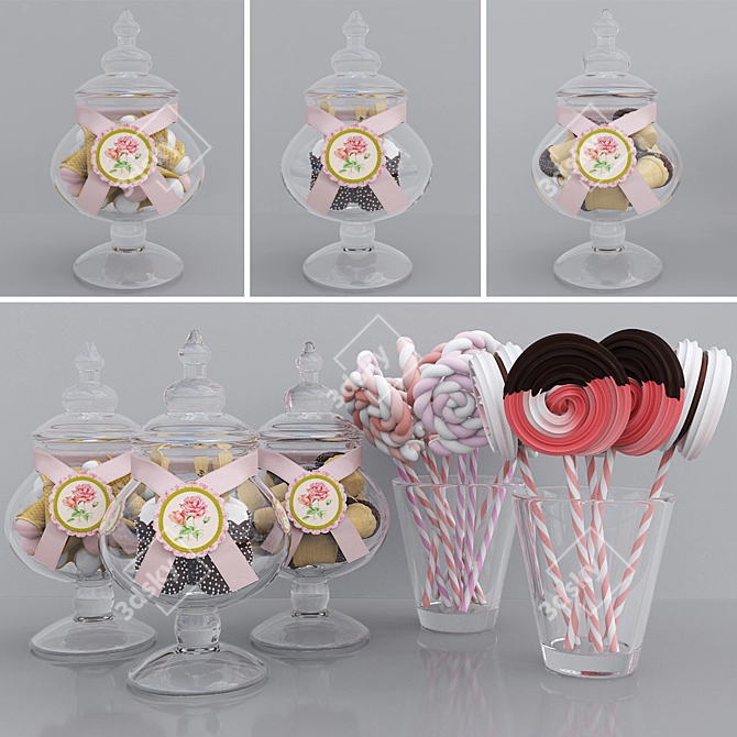 Sweet Delights: Candy Jars & Meringues 3D model image 1