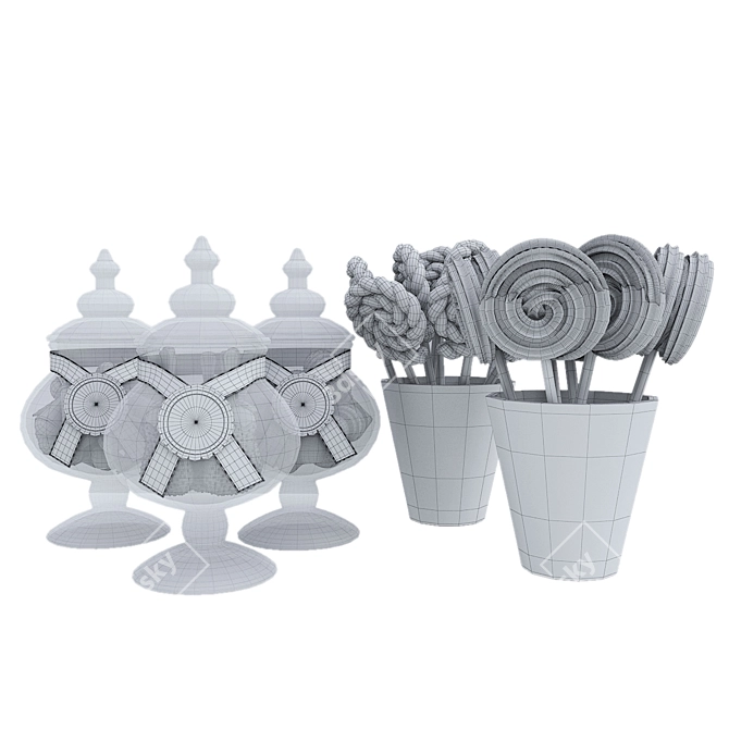 Sweet Delights: Candy Jars & Meringues 3D model image 5