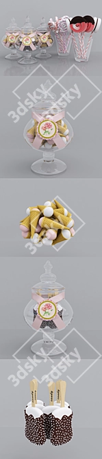 Sweet Delights: Candy Jars & Meringues 3D model image 6