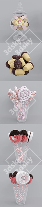 Sweet Delights: Candy Jars & Meringues 3D model image 7