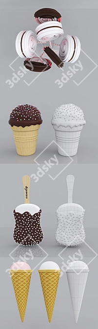 Sweet Delights: Candy Jars & Meringues 3D model image 8