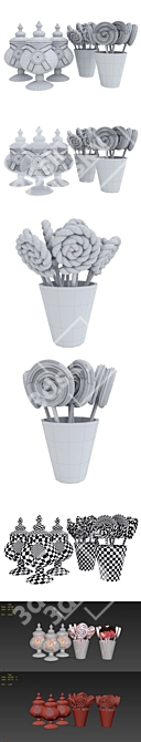 Sweet Delights: Candy Jars & Meringues 3D model image 9