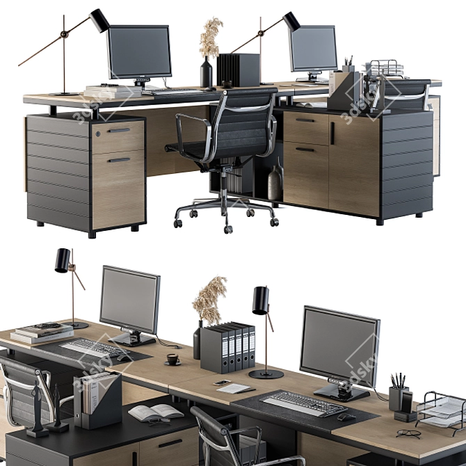 Executive Office Set - Complete Workstation 3D model image 2