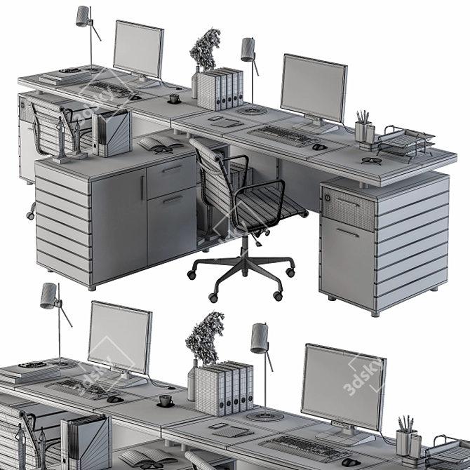 Executive Office Set - Complete Workstation 3D model image 5