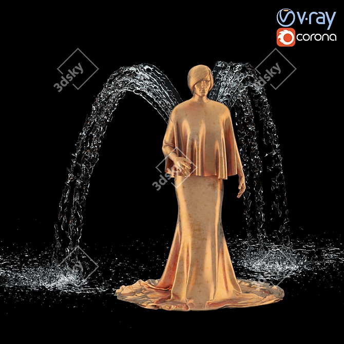 Magical Angel Fountain - Stunning Water Feature 3D model image 1