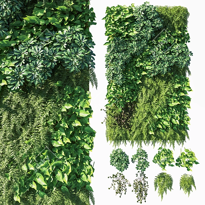 Vertical Green Wall: Stylish Vertical Garden 3D model image 1