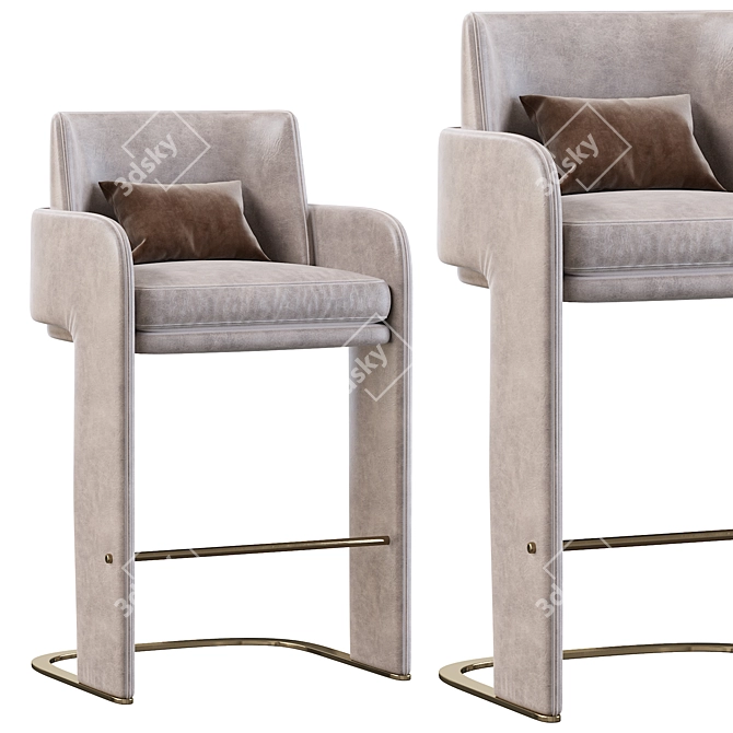 Odisseia Leather-Fabric Barstool 3D model image 3