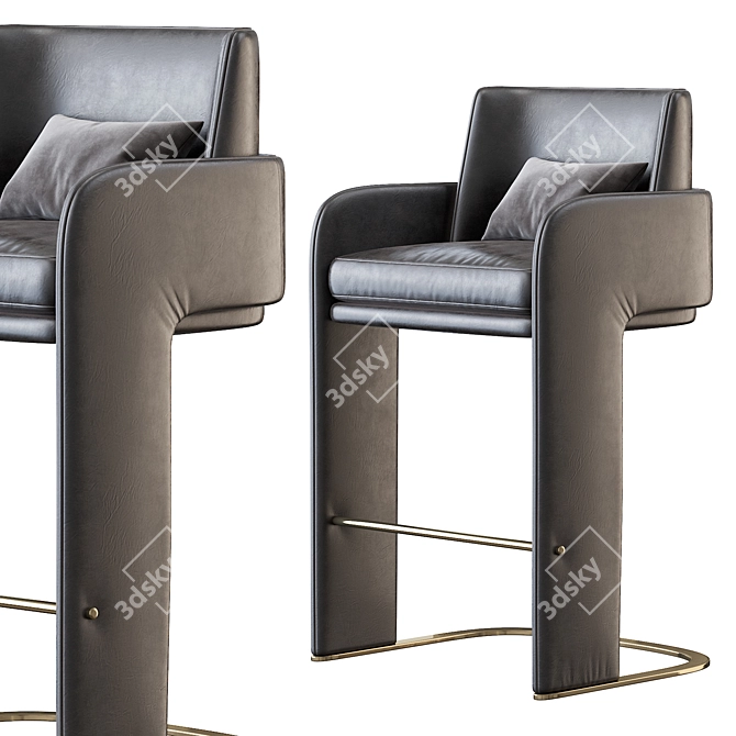 Odisseia Leather-Fabric Barstool 3D model image 4