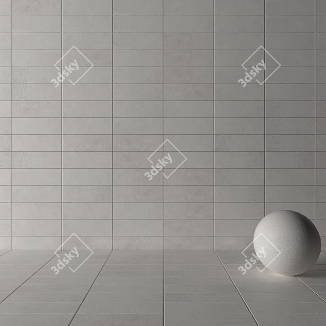 Modern Concrete Wall Tiles: Suite Bianco 3D model image 3