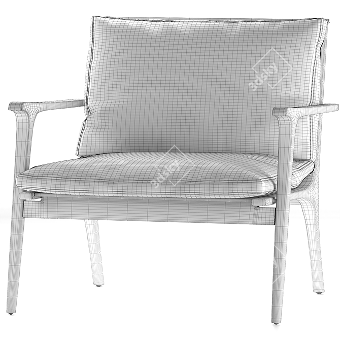 Sleek Ren Table & Chairs Set 3D model image 5