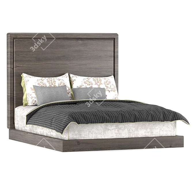 Rustic Wood B&B Bed 3D model image 5