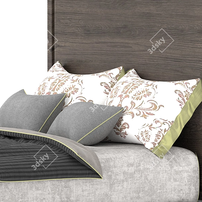 Rustic Wood B&B Bed 3D model image 7