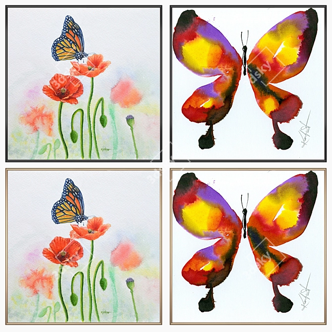 Elegant Wall Painting Set 3D model image 2