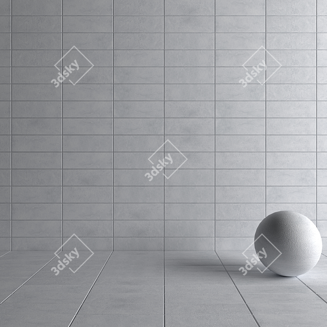 Concrete Wall Tiles: Suite Grey 3D model image 4
