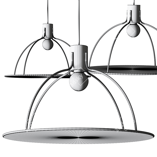 Radar Eclipse Fabric Ceiling Lamp 3D model image 2