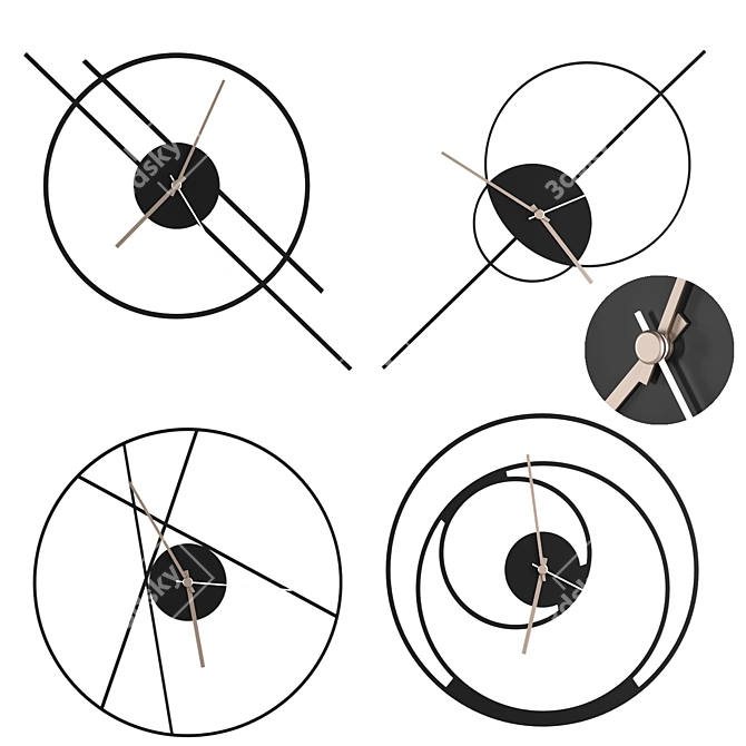 Horloge Murale Clock Set - Wall Mount, Various Dimensions 3D model image 1