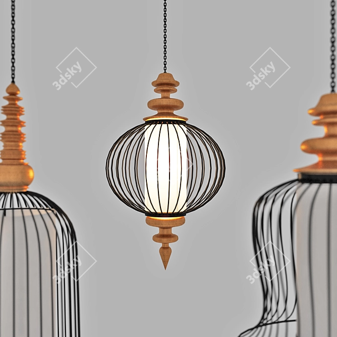 Thai-Style Pendant Lamp: Authentic Elegance 3D model image 2