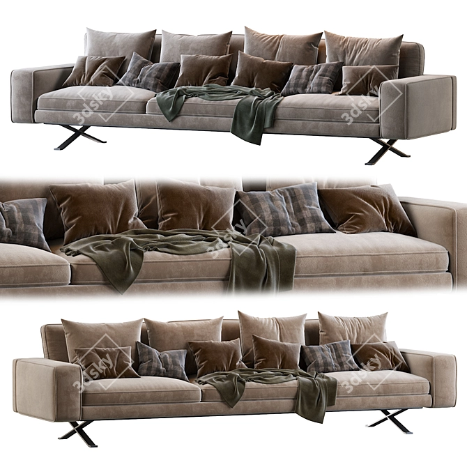 Fenix 3-Seater Sofa - Elegant Comfort 3D model image 1