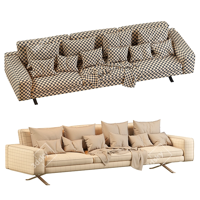 Fenix 3-Seater Sofa - Elegant Comfort 3D model image 5