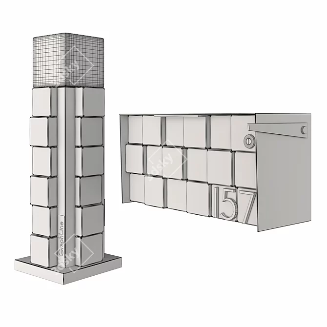 Versatile Letterbox, Litter Bin & Lights Set 3D model image 3