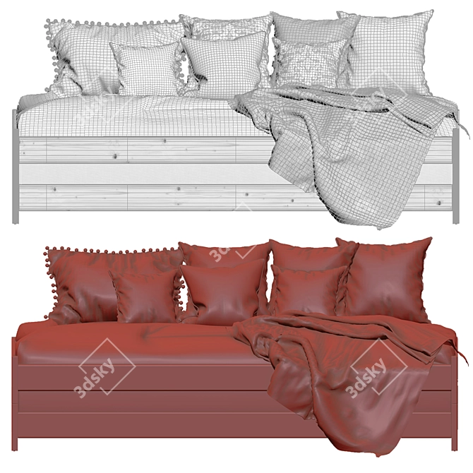 Stylish Stackable Double Bed 3D model image 2