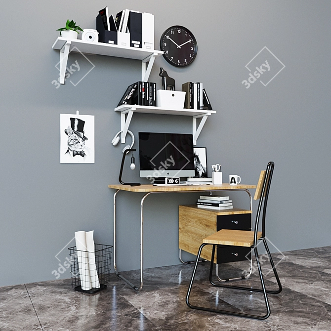 "Bauhaus" Work Table - Sleek and Functional 3D model image 1