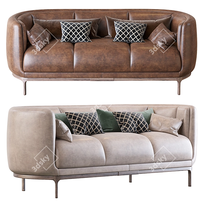 Elegant Vuelta Leather Sofa 3D model image 2