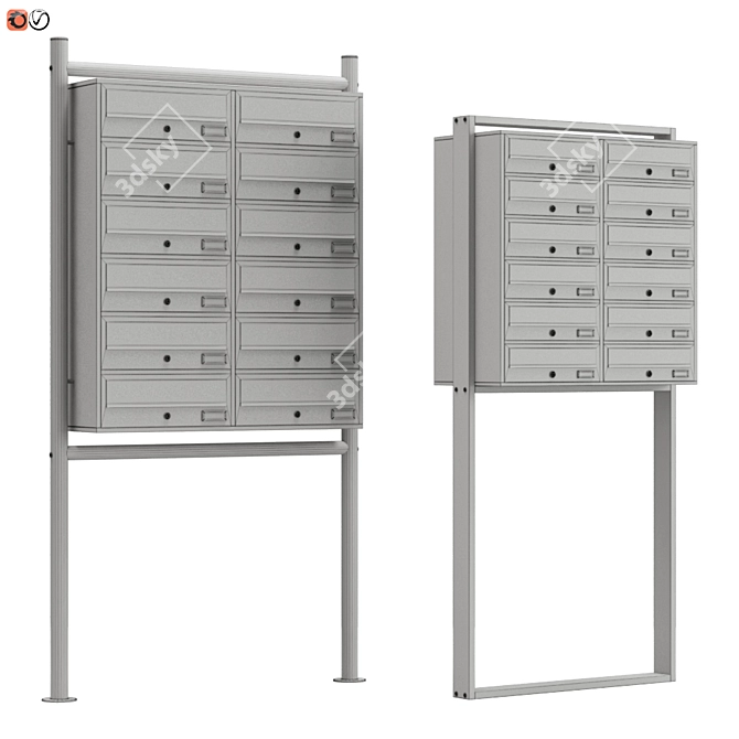 Modern Rustic Mailbox Set 3D model image 2