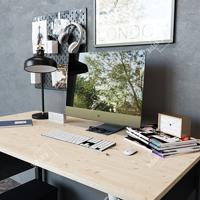 ARKELSTORP Writing Desk, Black - Stylish and Functional Workspace Solution 3D model image 3