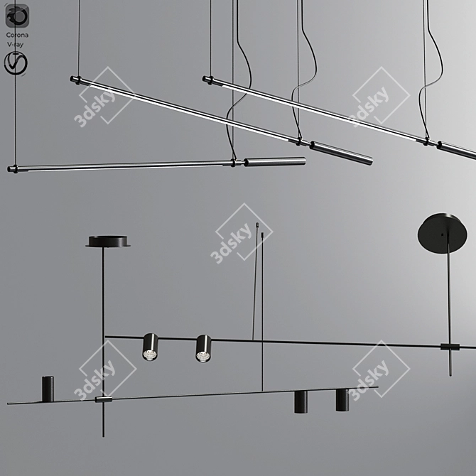 Sleek Link LED Pendant Light 3D model image 2